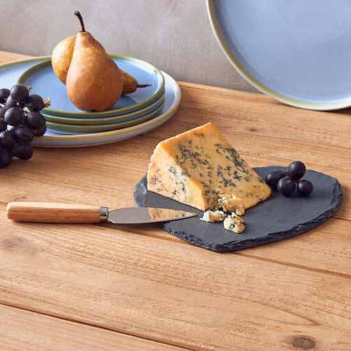 Orsina Heart Slate Cheese Board with Gold Knife – 2-Piece Serving Set