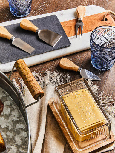 Orsina Slate Cheese Board and 4-Piece Stainless Steel Knife Set