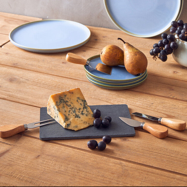 Orsina Slate Cheese Board and 4-Piece Stainless Steel Knife Set
