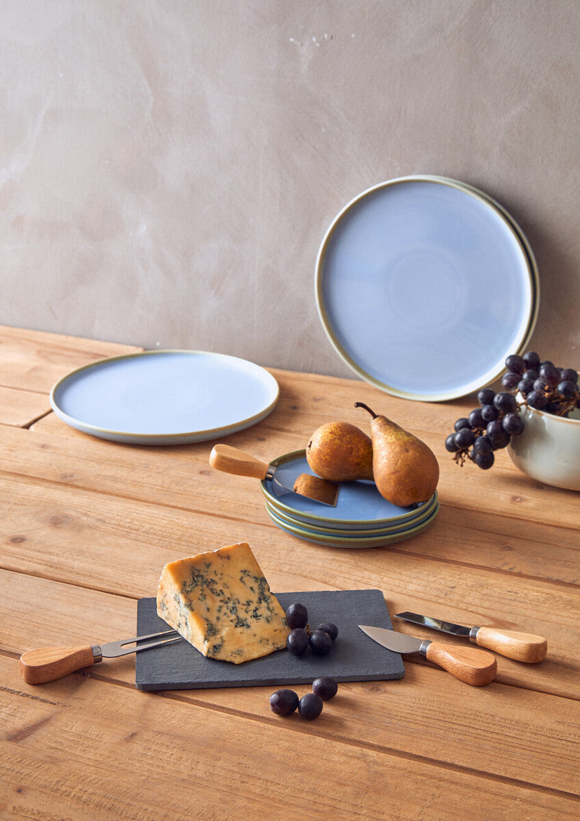 Orsina Slate Cheese Board and 4-Piece Stainless Steel Knife Set