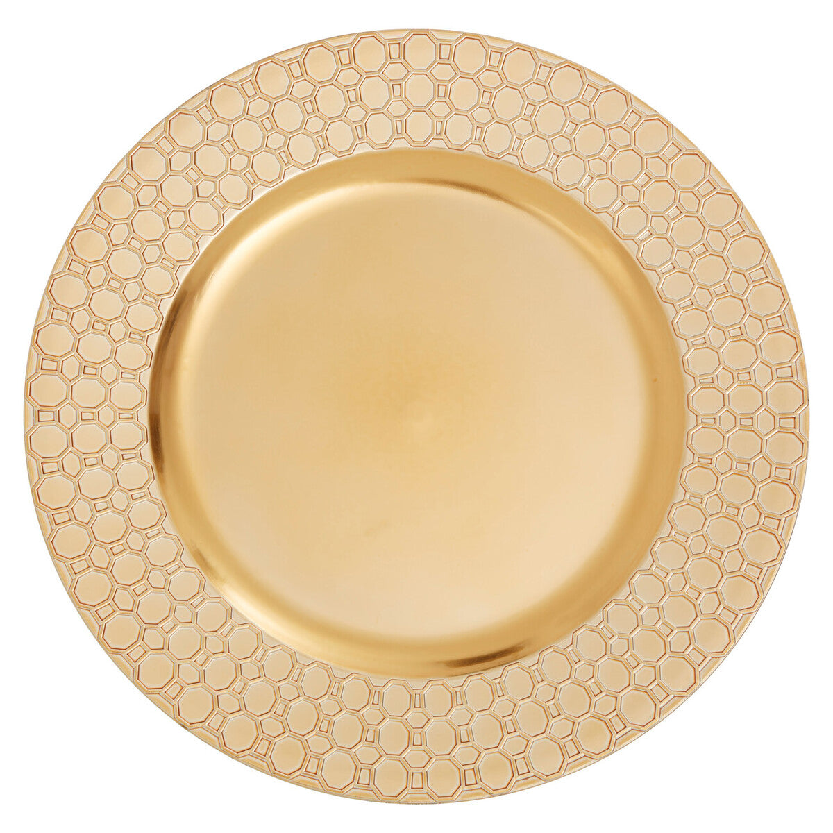 Orsina Gold Charger Plate – Octagon Pattern Rim Geometric Tableware