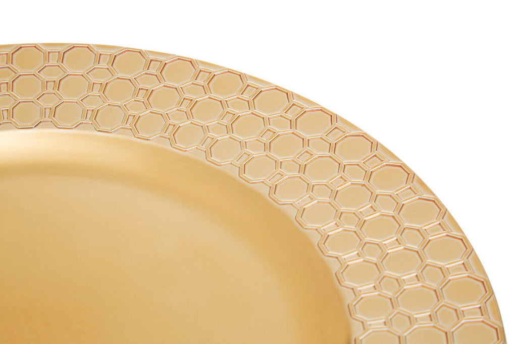 Orsina Gold Charger Plate – Octagon Pattern Rim Geometric Tableware
