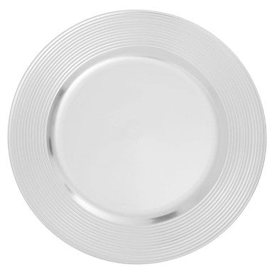 Orsina Dia Silver Charger Plate – Ribbed Rim Modern Table Decor