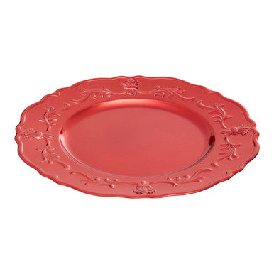 Orsina Dia Red Baroque Charger Plate – Scalloped Edge Dining Base