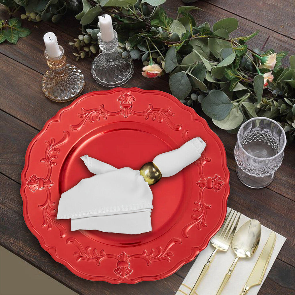 Orsina Dia Red Baroque Charger Plate – Scalloped Edge Dining Base