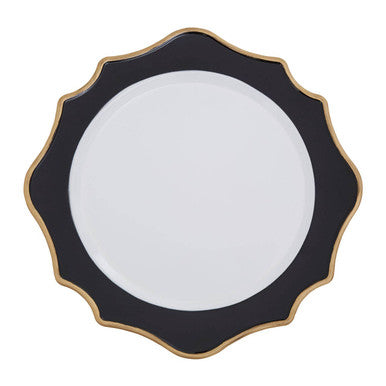 Orsina Dia Scalloped Charger Plate – White and Black Monochrome Decor