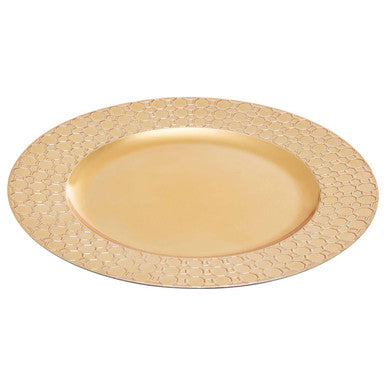 Orsina Gold Honeycomb Charger Plate – Geometric Octagonal Table Decor