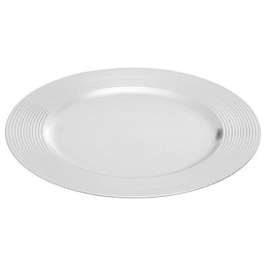 Orsina Dia Silver Ribbed Charger Plate – Round Metallic Table Setting