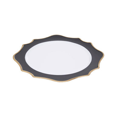 Orsina Dia Black and White Round Charger Plate with Scalloped Edge