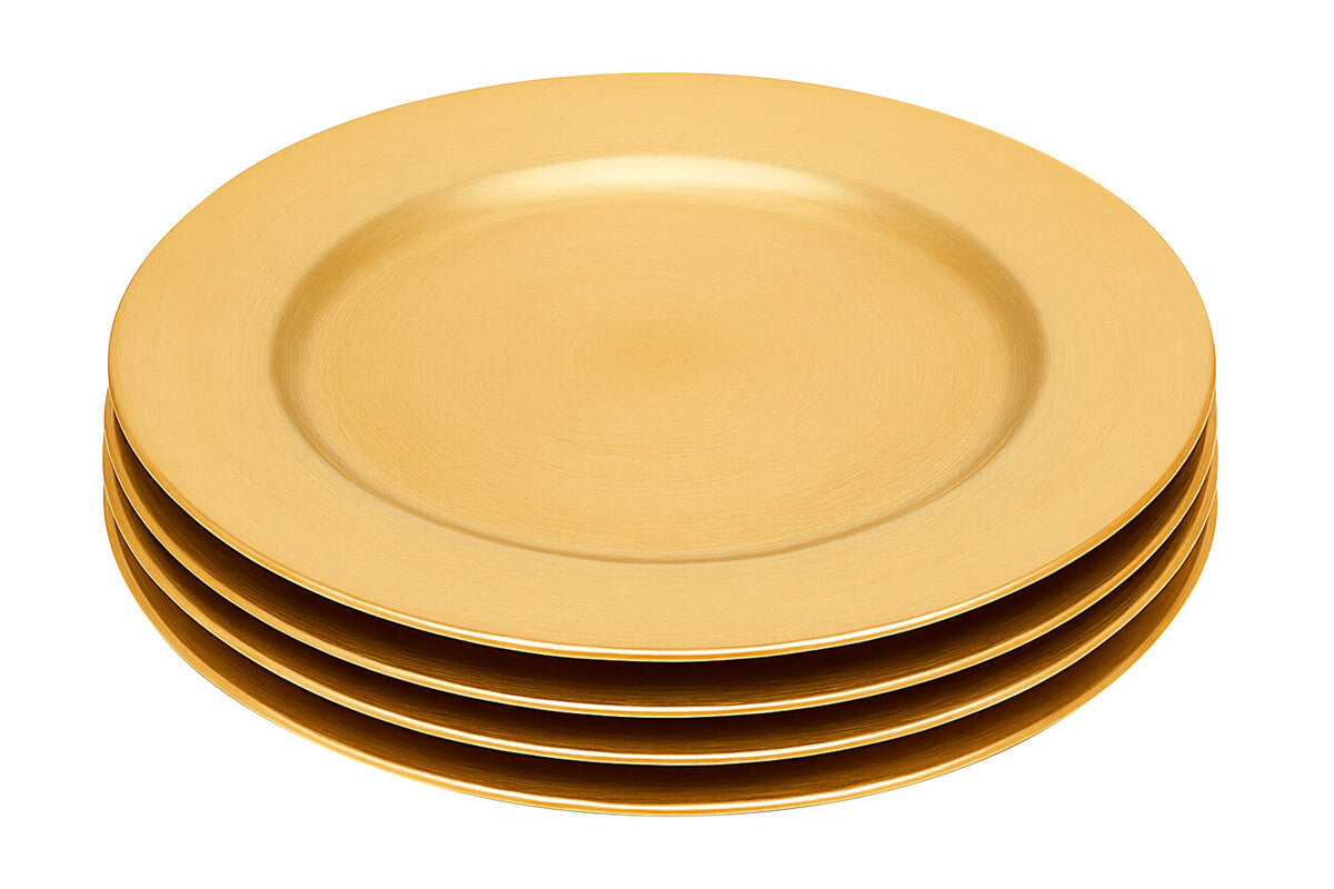 Orsina Dia Gold Finish Flat Style Charger Plate | Luxury Table Decor