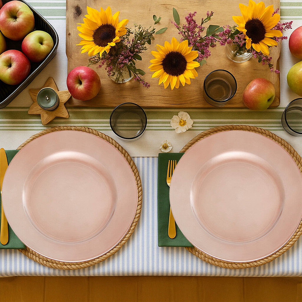 Orsina Dia Rose Gold Finish Charger Plate – Modern Metallic Tableware