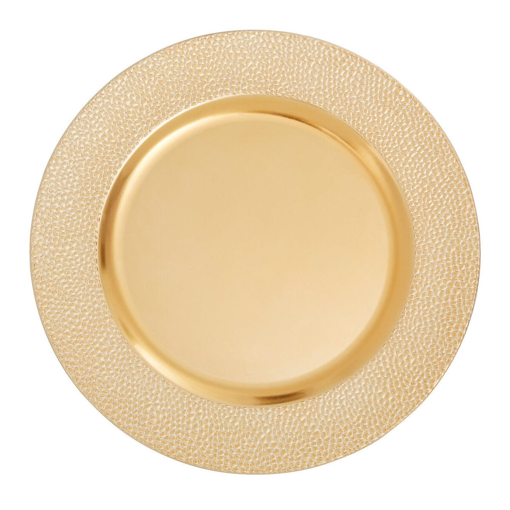 Orsina Gold Finish Pebble Effect Charger Plate for Formal Dining