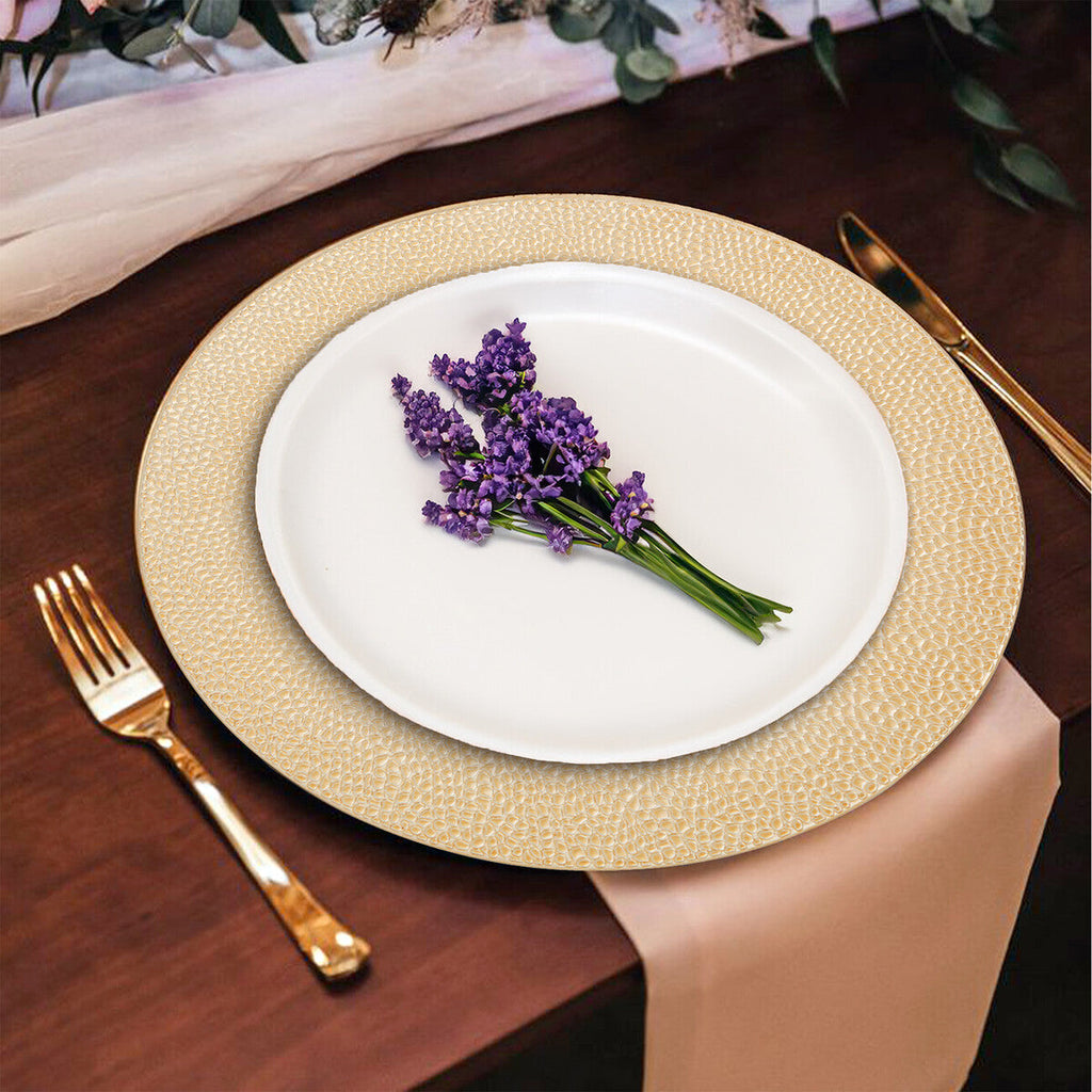 Orsina Gold Finish Pebble Effect Charger Plate for Formal Dining