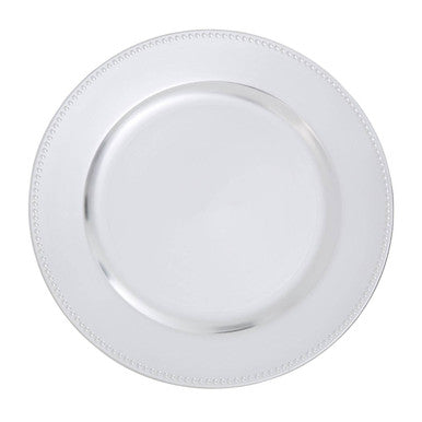 Orsina Silver Finish Dotted Charger Plate | Modern Metallic Tableware