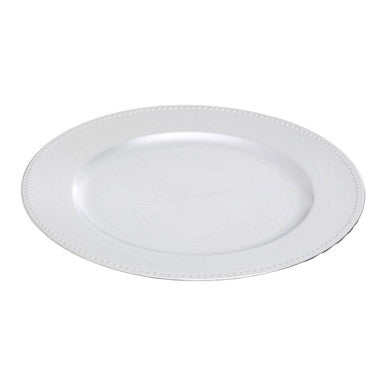 Orsina Silver Finish Dotted Charger Plate | Modern Metallic Tableware