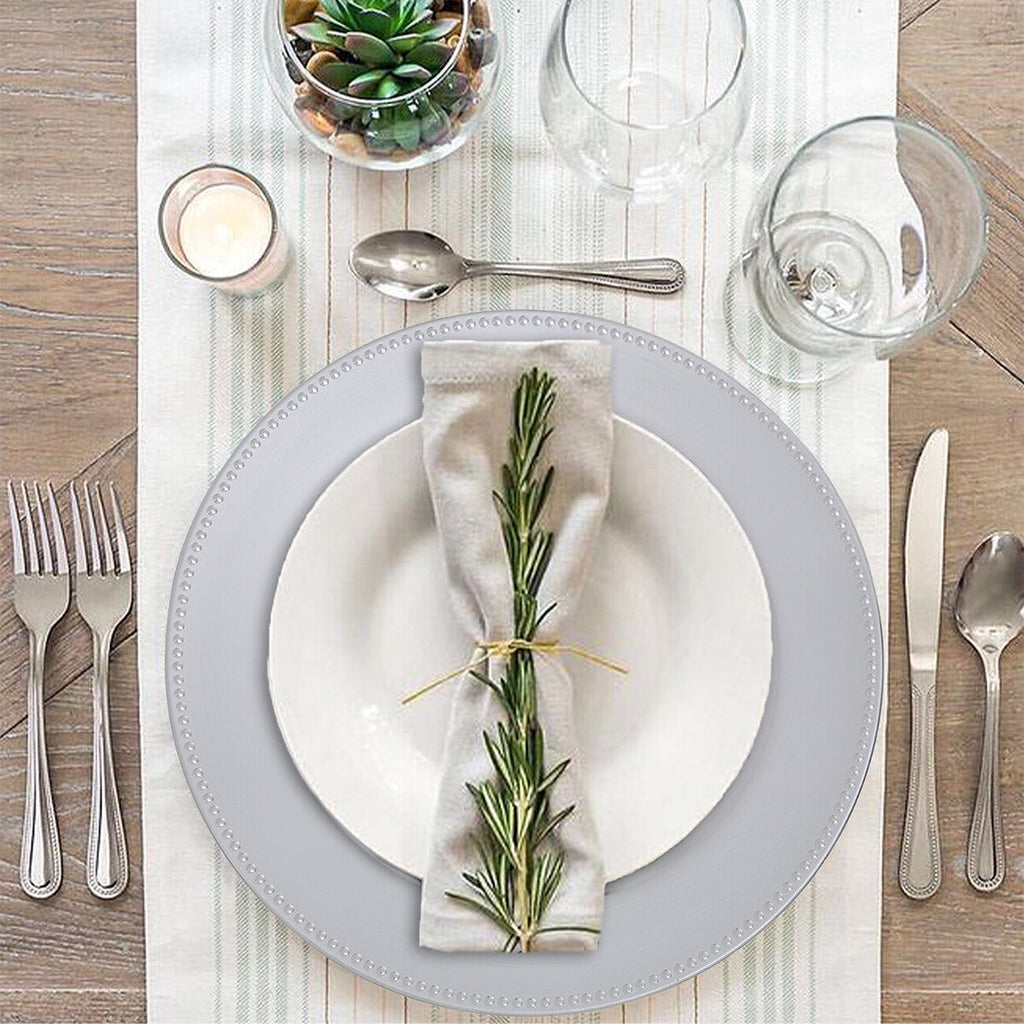 Orsina Silver Finish Dotted Charger Plate | Modern Metallic Tableware