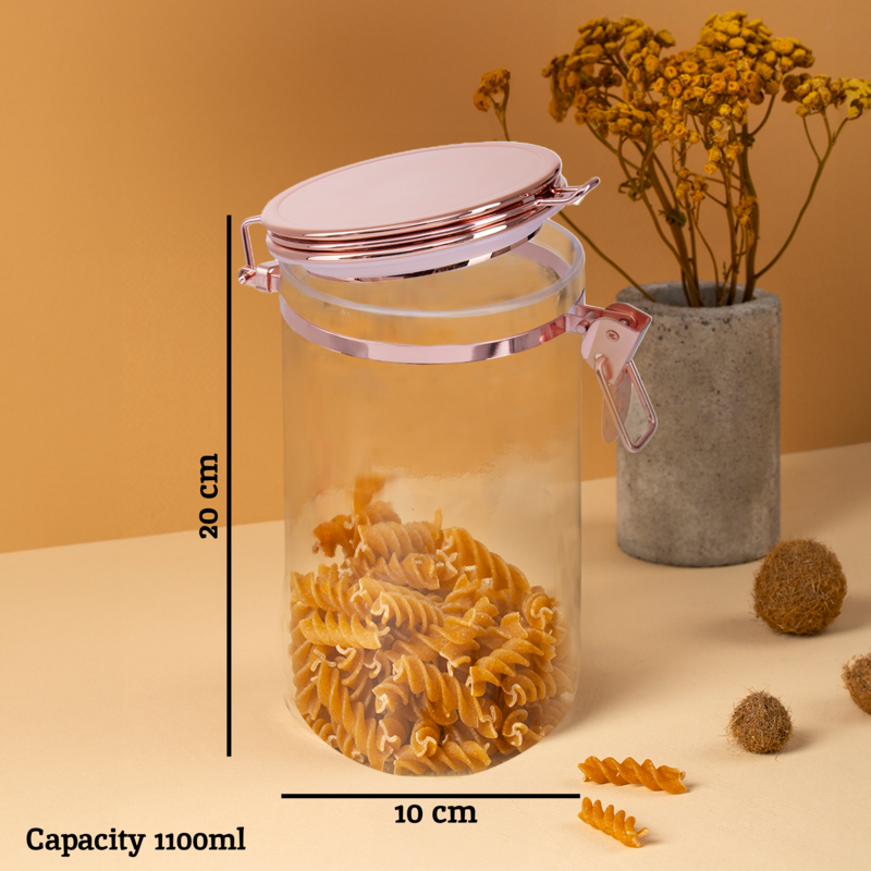 Orsina Gozo 1100ml Glass Storage Jar with Airtight Copper Lid