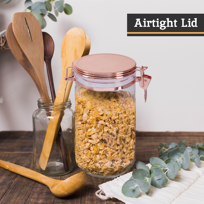 Orsina Gozo 1100ml Glass Storage Jar with Airtight Copper Lid