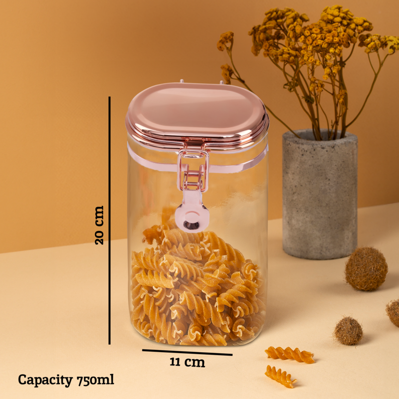Orsina Gozo 750ml Airtight Glass Storage Jar with Copper Lid