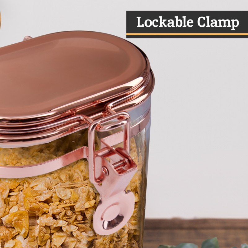 Orsina Gozo 750ml Airtight Glass Storage Jar with Copper Lid