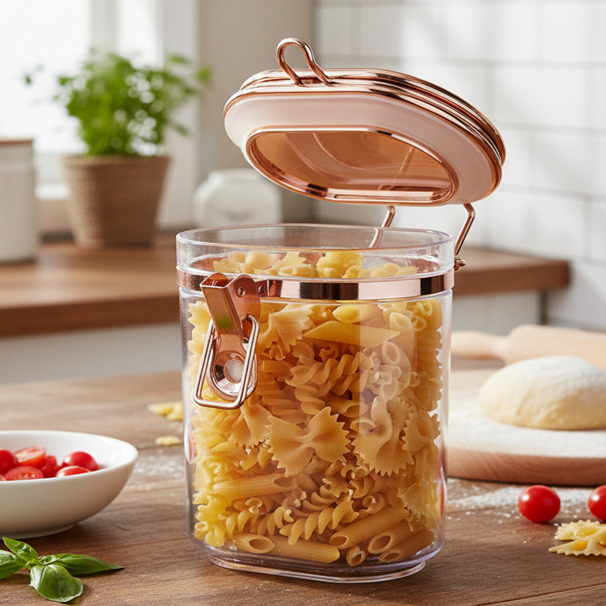 Orsina Gozo 500ml Airtight Glass Jar with Copper Lid – Clear & Gold