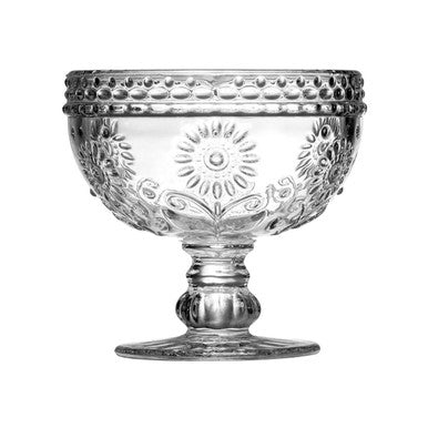 Orsina Daisy Pressed Glass Sundae Dish – 300ml Floral Dessert Bowl