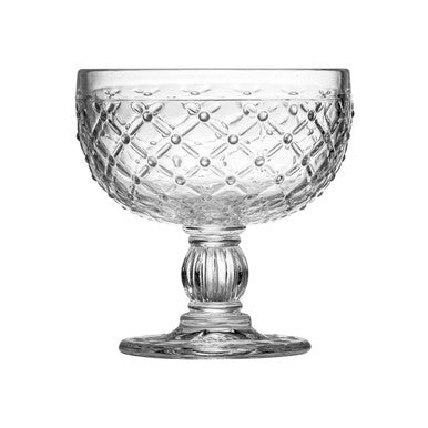 Orsina Knit Sundae Glass Dish – 265ml Floral Embossed Dessert Bowl