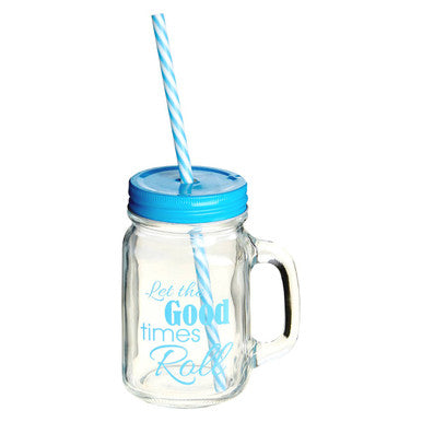 Orsina Square Mason Jar Mug with Lid and Straw – Clear Glass Drinkware