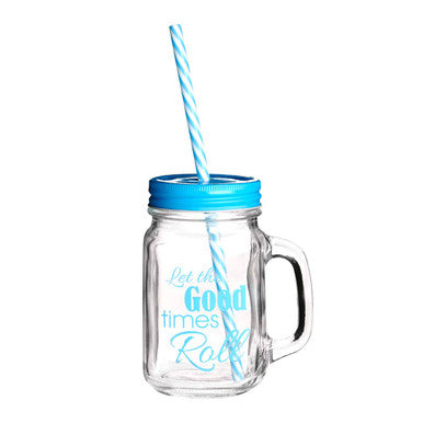 Orsina Square Mason Jar Mug with Lid and Straw – Clear Glass Drinkware