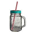 Orsina Mason Jar Mug with Watermelon Lid and Straw – Glass, 16oz