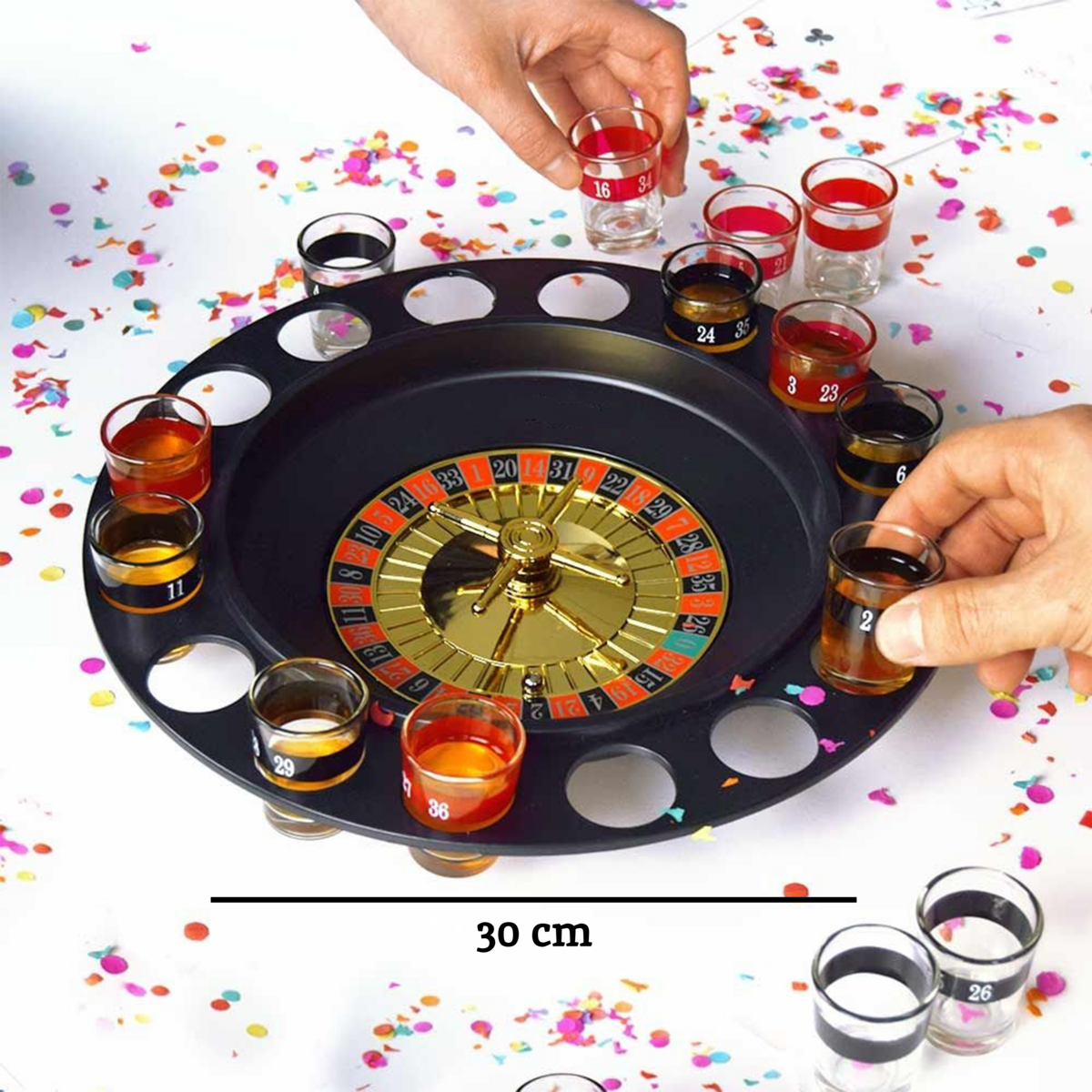 Orsina Roulette Drinking Game – 16 Shot Glasses & Casino Style Wheel