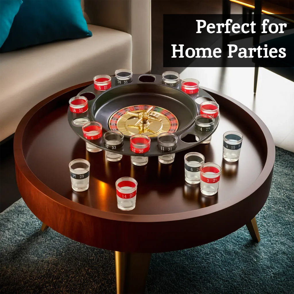 Orsina Roulette Drinking Game – 16 Shot Glasses & Casino Style Wheel