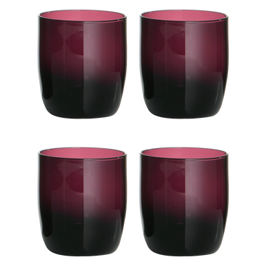 Orsina Purple Glass Tumblers – Set of 4 Durable Contoured Drinking Glasses