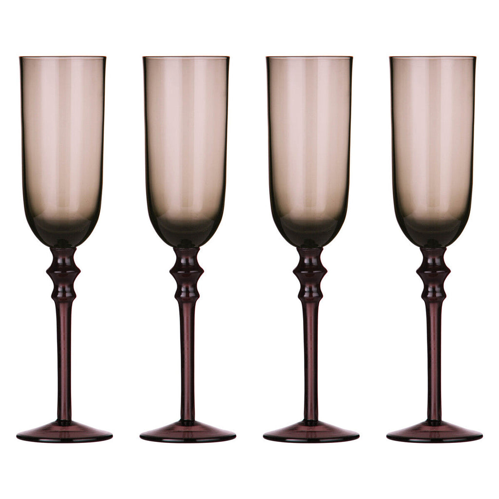 Orsina Tessa Purple Champagne Flutes – Set of 4 Designer Glassware