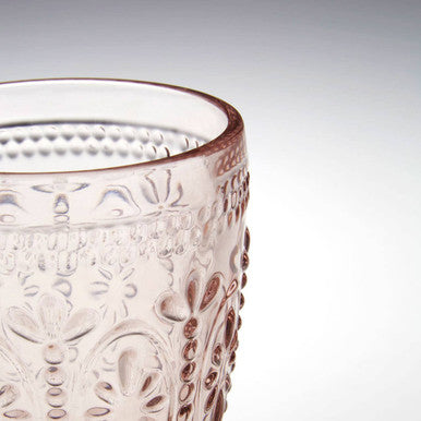 Orsina Fleur Pink and Blue Glass Tumblers – Embossed Set of 4