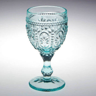 Orsina Fleur Pink and Blue Wine Glasses – Embossed Floral Set of 4