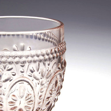Orsina Fleur Pink and Blue Wine Glasses – Embossed Floral Set of 4