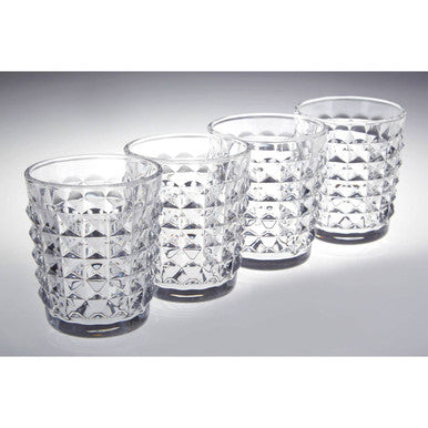 Orsina Pyramid Glass Tumblers – Set of 4 Textured 260ml Drinkware