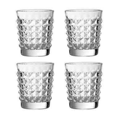 Orsina Pyramid Glass Tumblers – Set of 4 Textured 260ml Drinkware