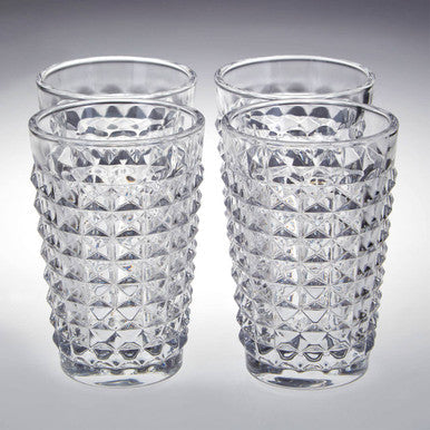 Orsina Pyramid Highball Glasses – Set of 4 Textured Glass Tumblers
