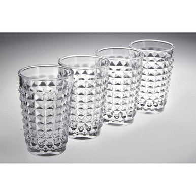 Orsina Pyramid Highball Glasses – Set of 4 Textured Glass Tumblers