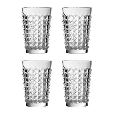 Orsina Pyramid Highball Glasses – Set of 4 Textured Glass Tumblers