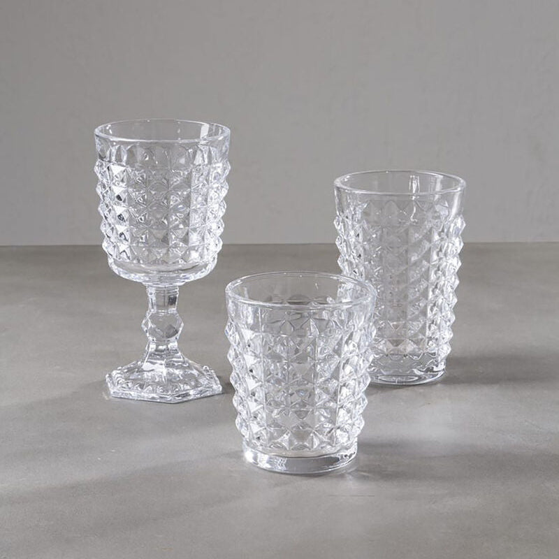Orsina Pyramid Highball Glasses – Set of 4 Textured Glass Tumblers