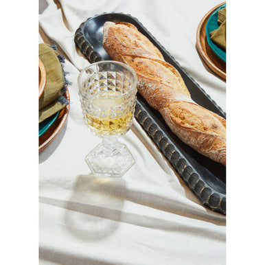 Orsina Pyramid Wine Goblets – Set of 4 Embossed Glass Stemware