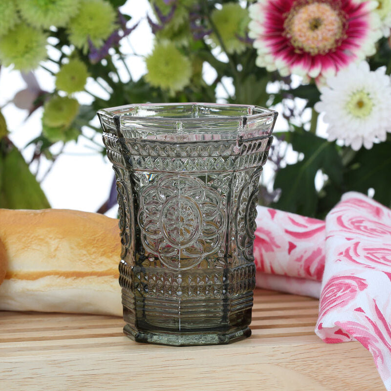 Orsina Baroque Smoked Glass Tumbler – Elegant Drinking Glassware