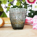 Orsina Imperial Smoked Glass Tumbler – Embossed Drinking Glassware