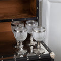 Orsina Pyramid Diamond Finish Wine Glass – Clear Glass with Silver Rim