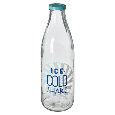 Orsina Dayla Glass Milk Bottle with Turquoise Screw Cap – 1L Retro Style