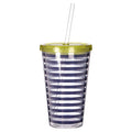 Orsina Double-Walled Striped Drinks Cup with Straw - BPA-Free 450ml