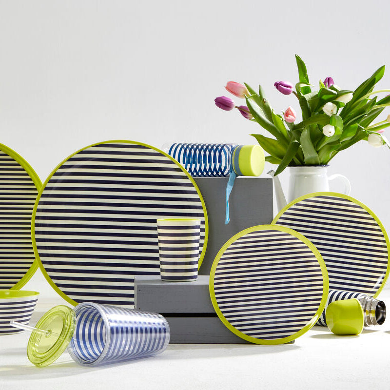 Orsina Double-Walled Striped Drinks Cup with Straw - BPA-Free 450ml